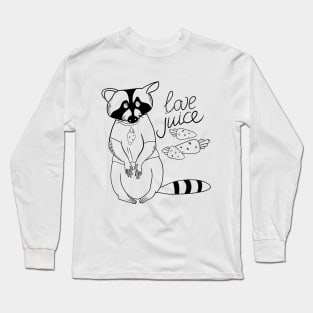 Cartoon raccoon and carrot juice Long Sleeve T-Shirt